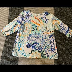 CJ Banks 3/4 sleeve top.  Multi-print . EUC size XL
